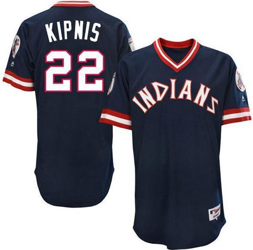 Indians #22 Jason Kipnis Navy Blue 1976 Turn Back The Clock Stitched MLB Jersey - Click Image to Close