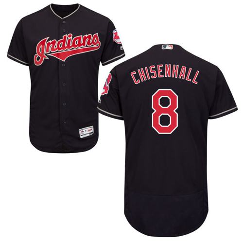 Indians #8 Lonnie Chisenhall Navy Blue Flexbase Authentic Collection Stitched MLB Jersey - Click Image to Close