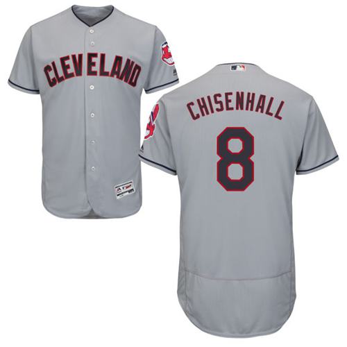 Indians #8 Lonnie Chisenhall Grey Flexbase Authentic Collection Stitched MLB Jersey - Click Image to Close