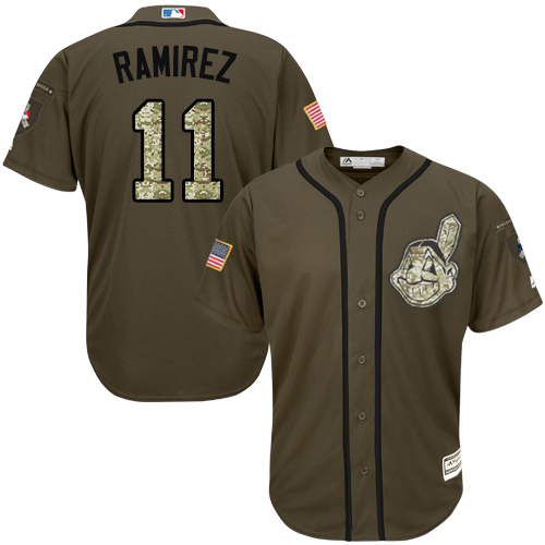 Indians #11 Jose Ramirez Green Salute to Service Stitched MLB Jersey