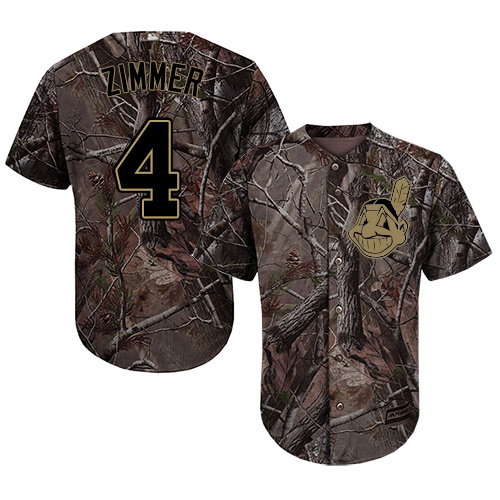 Indians #4 Bradley Zimmer Camo Realtree Collection Cool Base Stitched MLB Jersey - Click Image to Close