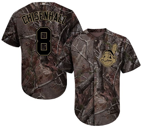 Indians #8 Lonnie Chisenhall Camo Realtree Collection Cool Base Stitched MLB Jersey