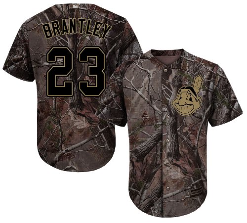 Indians #23 Michael Brantley Camo Realtree Collection Cool Base Stitched MLB Jersey