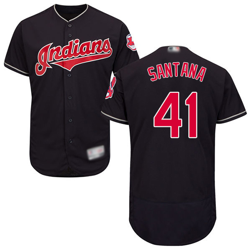 Indians #41 Carlos Santana Navy Blue Flexbase Authentic Collection Stitched Baseball Jersey