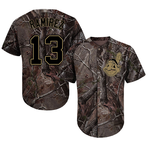 Indians #13 Hanley Ramirez Camo Realtree Collection Cool Base Stitched MLB Jersey