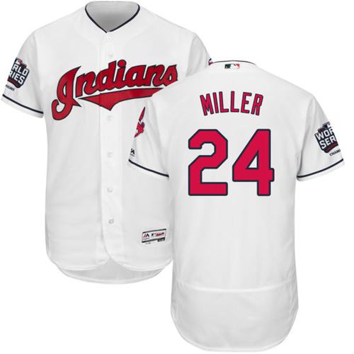 Indians #24 Andrew Miller White Flexbase Authentic Collection 2016 World Series Bound Stitched MLB Jersey - Click Image to Close