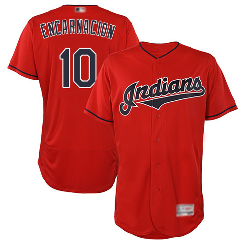 Indians #10 Edwin Encarnacion Red Flexbase Authentic Collection Stitched MLB Jersey