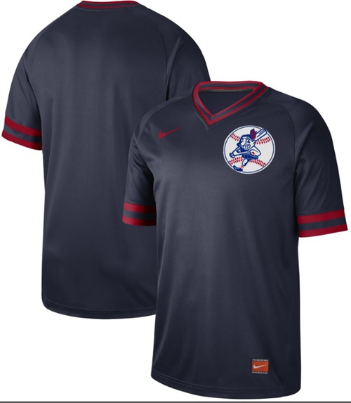 Indians Blank Navy Authentic Cooperstown Collection Stitched Baseball Jersey