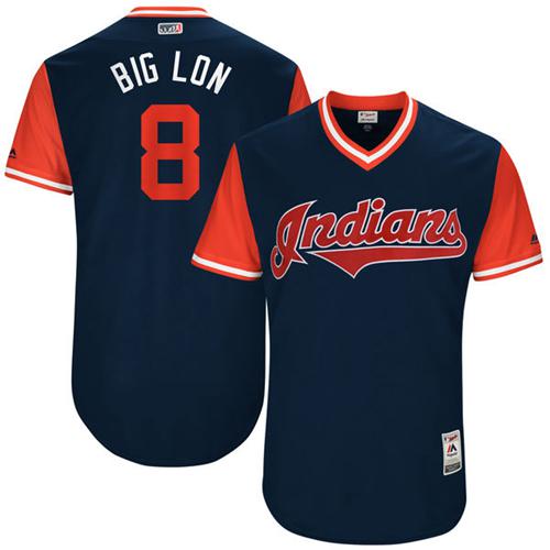 Indians #8 Lonnie Chisenhall Navy "Big Lon" Players Weekend Authentic Stitched MLB Jersey - Click Image to Close