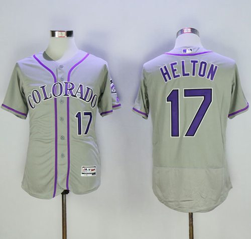 Rockies #17 Todd Helton Grey Flexbase Authentic Collection Stitched MLB Jersey