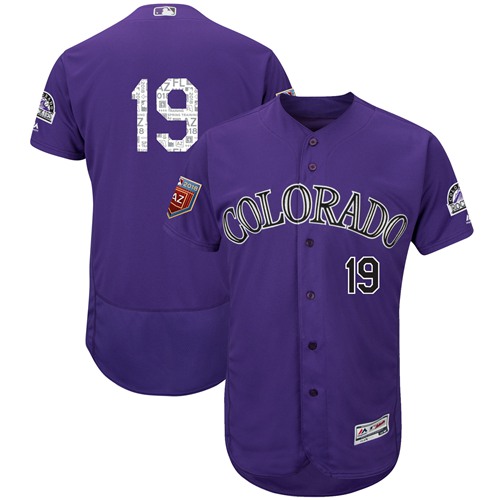 Rockies #19 Charlie Blackmon Purple 2018 Spring Training Authentic Flex Base Stitched MLB Jersey