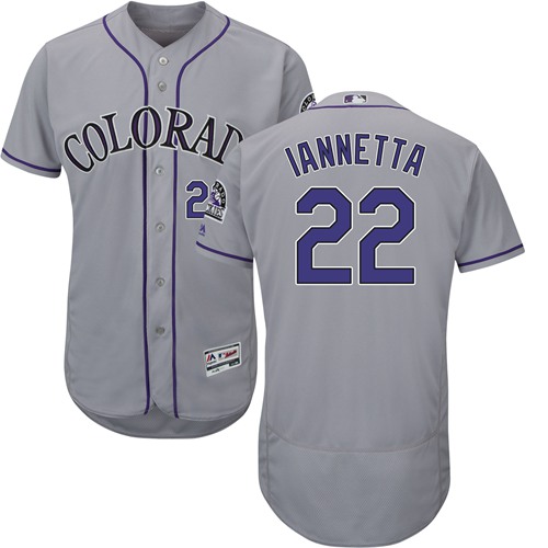 Rockies #22 Chris Iannetta Grey Flexbase Authentic Collection Stitched MLB Jersey - Click Image to Close