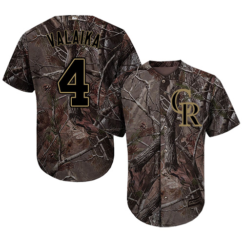 Rockies #4 Pat Valaika Camo Realtree Collection Cool Base Stitched MLB Jersey