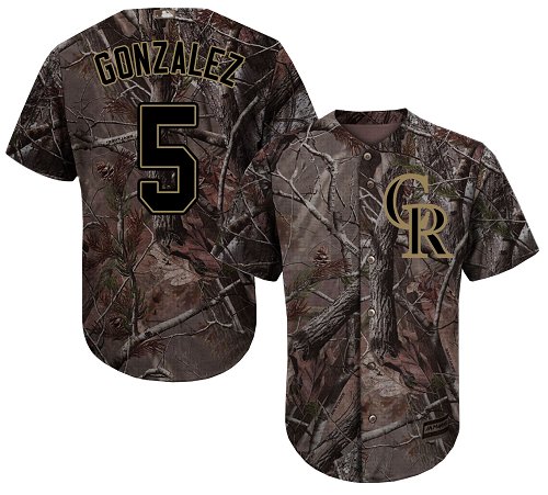 Rockies #5 Carlos Gonzalez Camo Realtree Collection Cool Base Stitched MLB Jersey