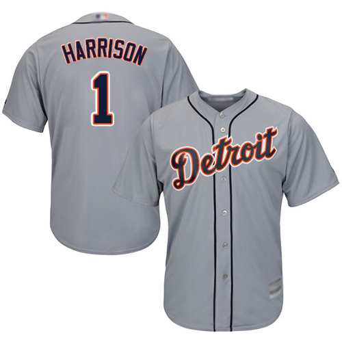 Tigers #1 Josh Harrison Grey New Cool Base Stitched MLB Jersey