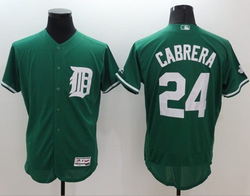 Tigers #24 Miguel Cabrera Green Celtic Flexbase Authentic Collection Stitched MLB Jersey