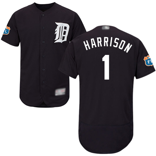 Tigers #1 Josh Harrison Navy Blue Flexbase Authentic Collection Stitched MLB Jersey