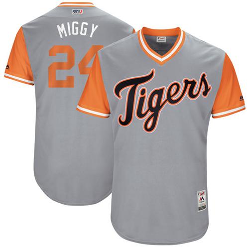 Tigers #24 Miguel Cabrera Gray "Miggy" Players Weekend Authentic Stitched MLB Jersey - Click Image to Close