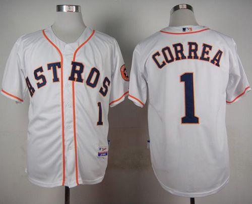 Astros #1 Carlos Correa White Cool Base Stitched MLB Jersey - Click Image to Close