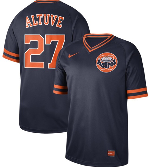 Astros #27 Jose Altuve Navy Authentic Cooperstown Collection Stitched Baseball Jersey - Click Image to Close