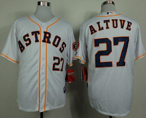 Astros #27 Jose Altuve White Cool Base Stitched MLB Jersey - Click Image to Close