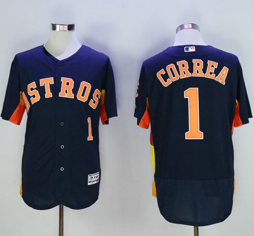 Astros #1 Carlos Correa Navy Blue Flexbase Authentic Collection Stitched MLB Jersey