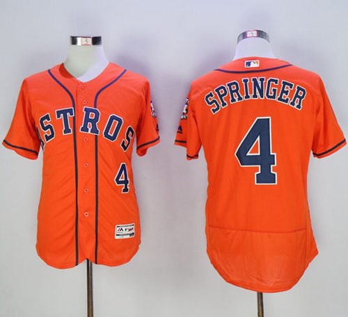 Astros #4 George Springer Orange Flexbase Authentic Collection Stitched MLB Jersey