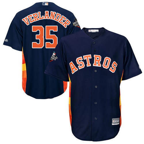 Astros #35 Justin Verlander Navy Blue New Cool Base 2019 World Series Bound Stitched Baseball Jersey - Click Image to Close