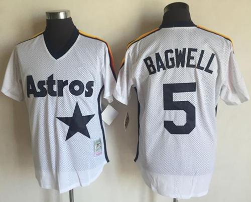 Mitchell And Ness Astros #5 Jeff Bagwell White Throwback Stitched MLB Jersey - Click Image to Close