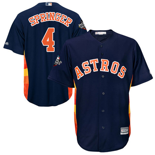 Astros #4 George Springer Navy Blue New Cool Base 2019 World Series Bound Stitched Baseball Jersey - Click Image to Close