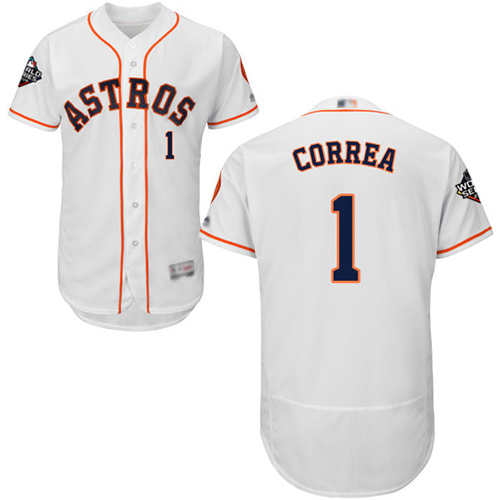 Astros #1 Carlos Correa White Flexbase Authentic Collection 2019 World Series Bound Stitched Baseball Jersey