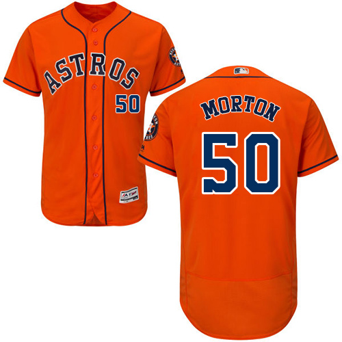 Astros #50 Charlie Morton Orange Flexbase Authentic Collection Stitched MLB Jersey - Click Image to Close