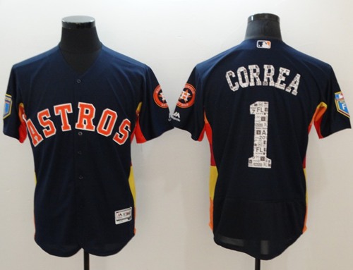 Astros #1 Carlos Correa Navy Blue 2018 Spring Training Authentic Flex Base Stitched MLB Jersey