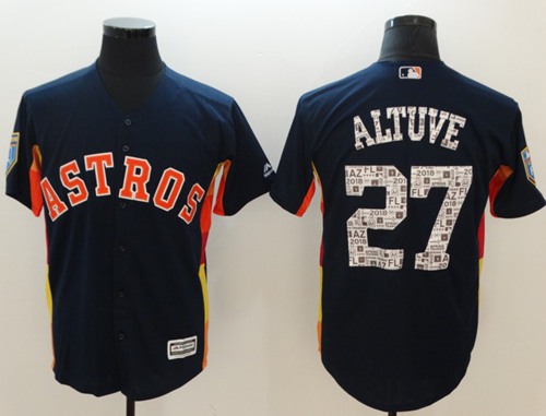 Astros #27 Jose Altuve Navy Blue 2018 Spring Training Cool Base Stitched MLB Jersey