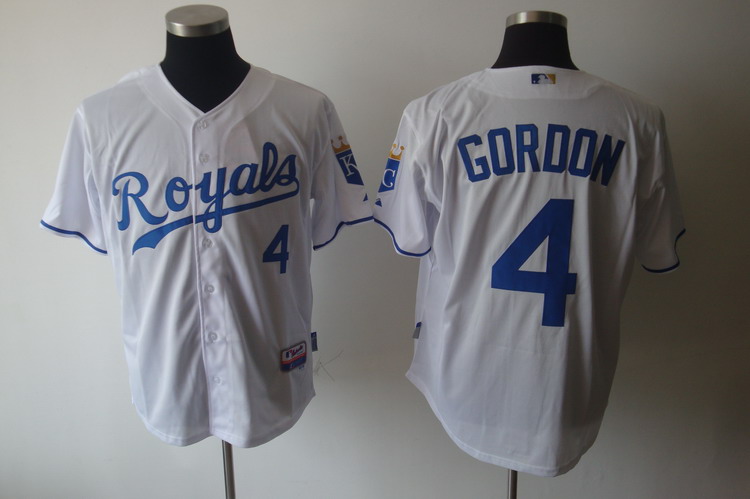 Royals #4 Alex Gordon White Cool Base Stitched MLB Jersey