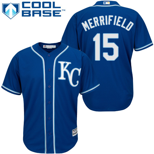 Royals #15 Whit Merrifield Royal Blue New Cool Base Alternate 2 Stitched MLB Jersey - Click Image to Close