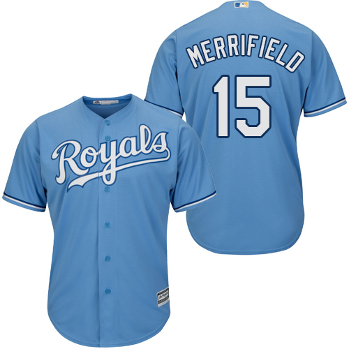 Royals #15 Whit Merrifield Light Blue New Cool Base Alternate 1 Stitched MLB Jersey - Click Image to Close