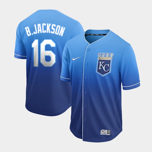 Royals #16 Bo Jackson Royal Fade Authentic Stitched Baseball Jersey