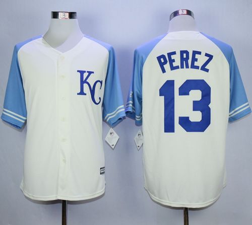 Royals #13 Salvador Perez Cream Exclusive Vintage Stitched MLB Jersey