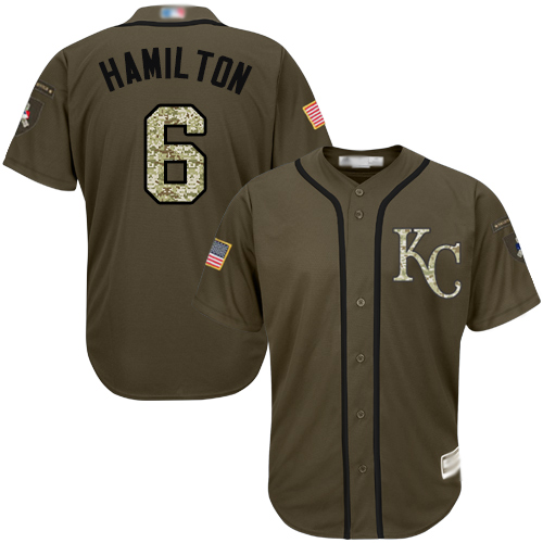 Royals #6 Billy Hamilton Green Salute to Service Stitched MLB Jersey