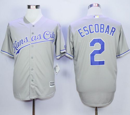 Royals #2 Alcides Escobar Grey New Cool Base Stitched MLB Jersey