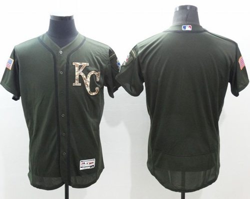 Royals Blank Green Flexbase Authentic Collection Salute to Service Stitched MLB Jersey