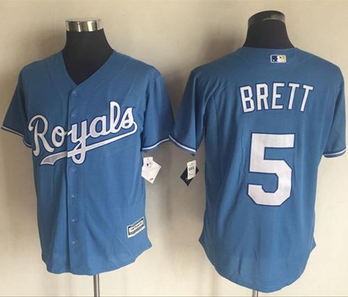 Royals #5 George Brett Light Blue New Cool Base Alternate 1 Stitched MLB Jersey - Click Image to Close