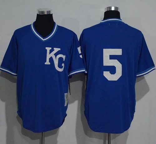 Mitchell And Ness 1989 Royals #5 George Brett Blue Throwback Stitched MLB Jersey