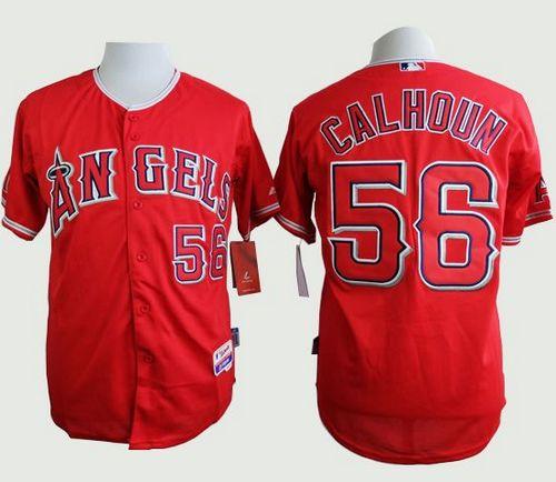 Angels of Anaheim #56 Kole Calhoun Red Cool Base Stitched MLB Jersey