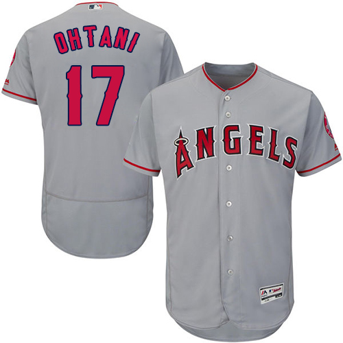 Angels of Anaheim #17 Shohei Ohtani Grey Flexbase Authentic Collection Stitched MLB Jersey - Click Image to Close