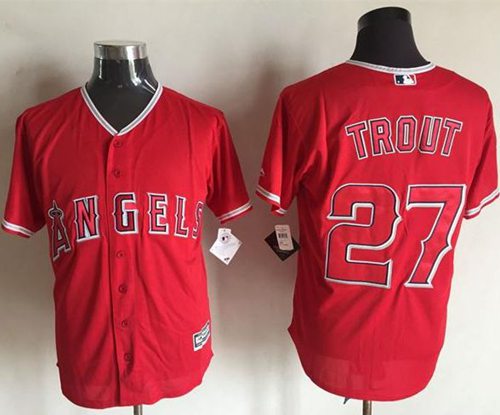 Angels of Anaheim #27 Mike Trout Red New Cool Base Stitched MLB Jersey