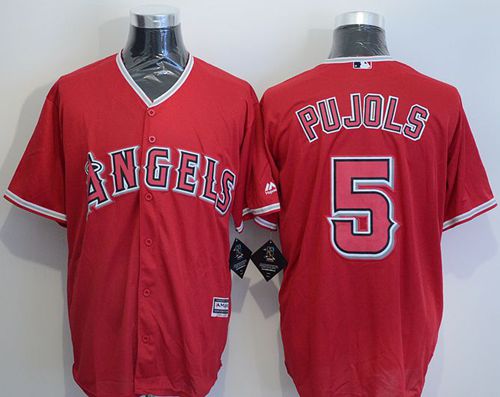 Angels of Anaheim #5 Albert Pujols Red New Cool Base Stitched MLB Jersey