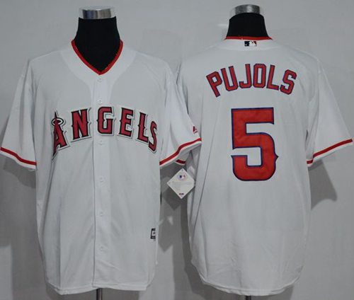 Angels of Anaheim #5 Albert Pujols White New Cool Base Stitched MLB Jersey - Click Image to Close