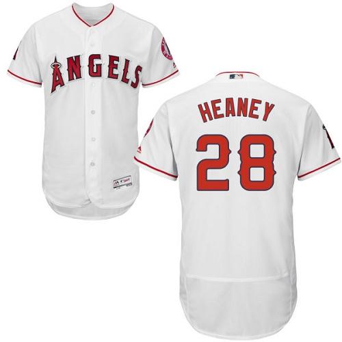 Angels of Anaheim #28 Andrew Heaney White Flexbase Authentic Collection Stitched MLB Jersey - Click Image to Close